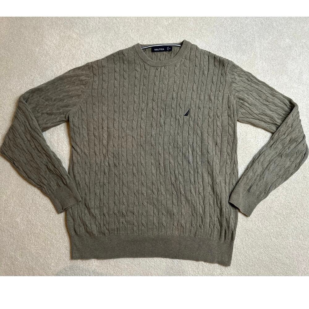 Nautica: Olive Green Cable Knit Sweater